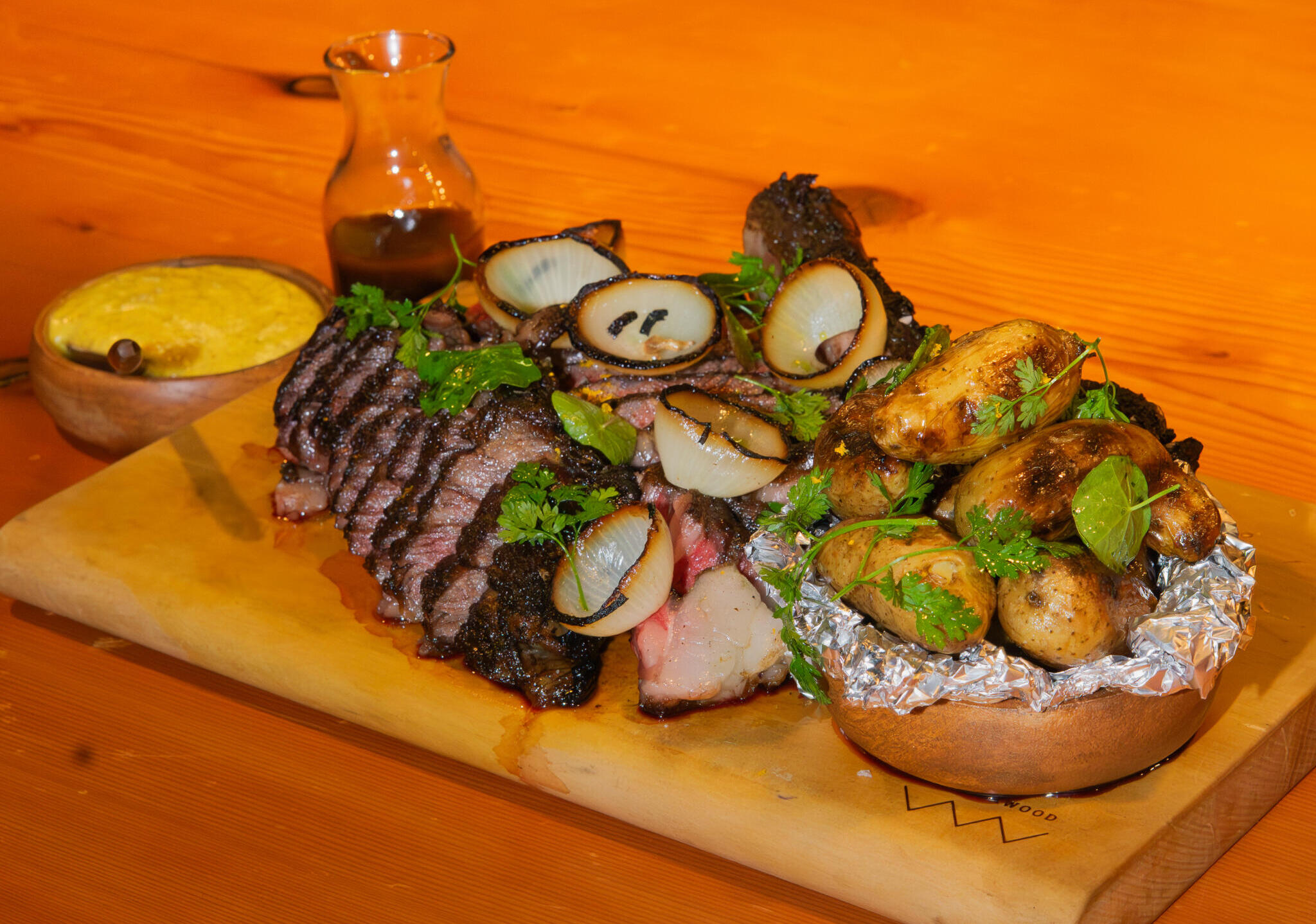 Grilled Stone Axe OP Rib, Seaweed Bearnaise, Coal Roasted Vegetables, Pepper Sauce (serves 2-4 pax)