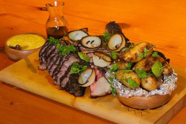 Grilled Stone Axe OP Rib, Seaweed Bearnaise, Coal Roasted Vegetables, Pepper Sauce (serves 2-4 pax)